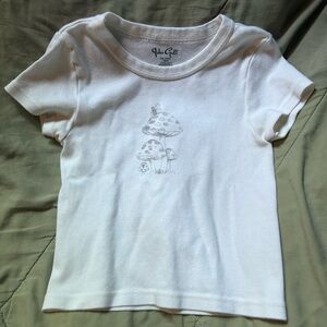 Brandy Melville Cream Kids Tee with Mushroom Print